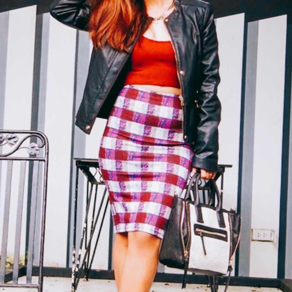TopShop Plaid Tartan Pencil Skirt